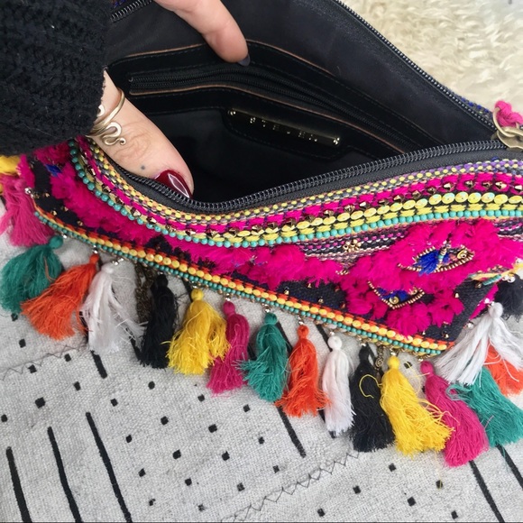Steven by Steve Madden multi color tassel clutch - Picture 2 of 7